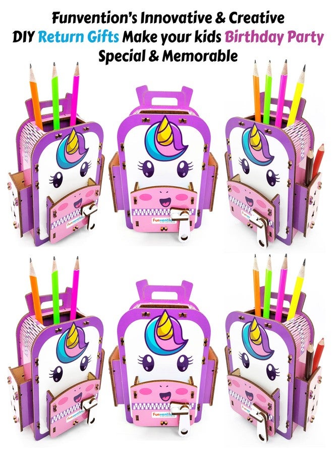 Funvention (Pack of 6) Unicorn DIY Pen Stand 3D Puzzle Birthday Return Gifts Pack for 4+ Years Kids Art and Craft, Engineered Wood;Paper - Image 2
